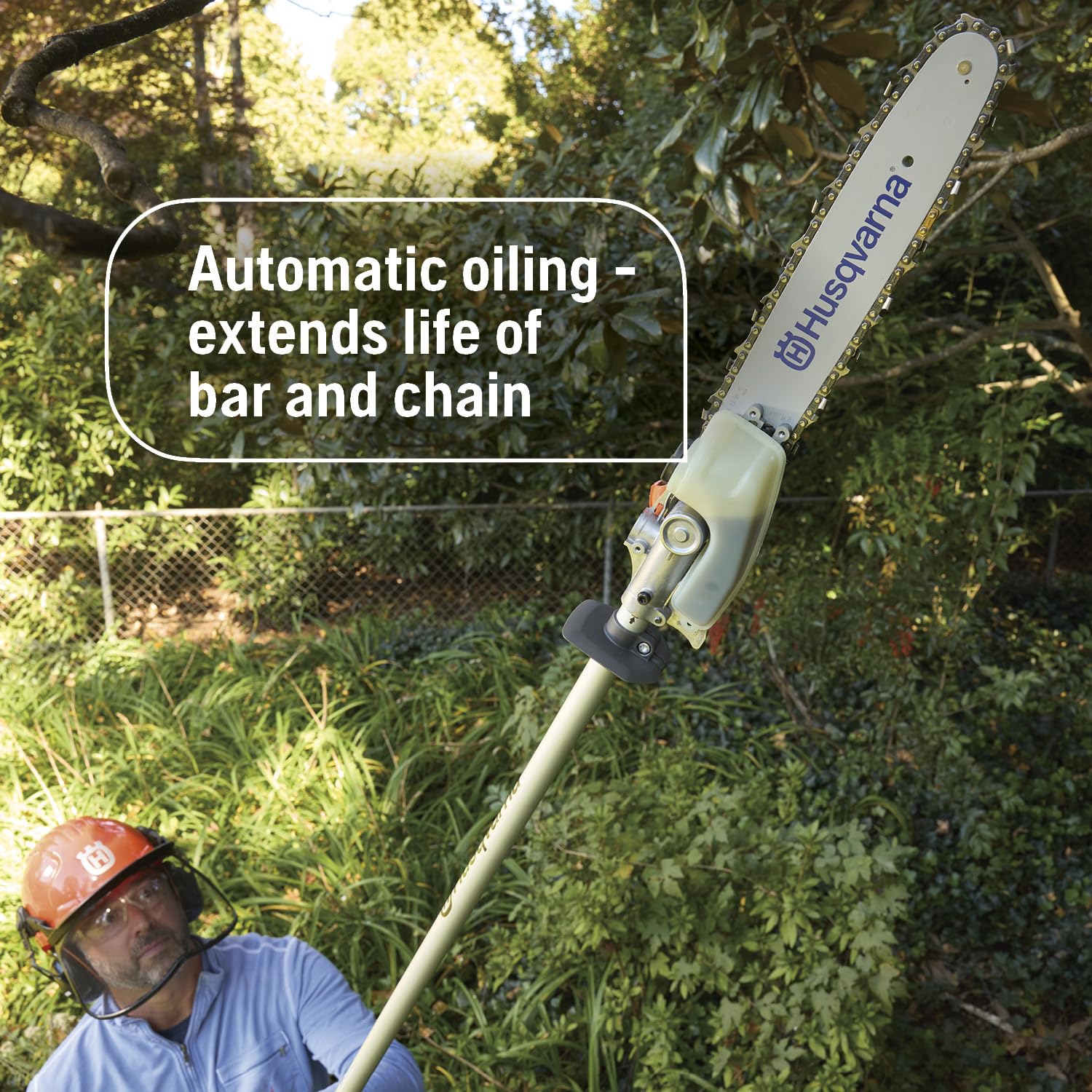 Husqvarna 122LKP Gas Pole Saw, Multi-Purpose Tool with Pole Saw Attachment, Equipped with X-CUT Chain, 10-Foot Reach Cuts Limbs up to 8 Inches Thick, 21.7CC - Image 3