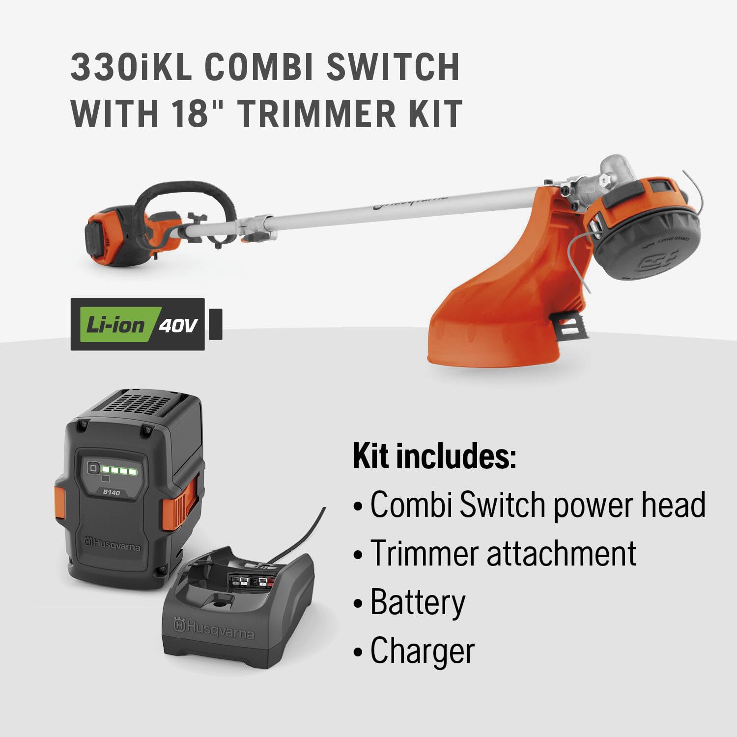 Husqvarna 330iKL Combi Switch + String Trimmer Attachment, Electric String Trimmer with 4 Ah Battery and Charger Included - Image 6