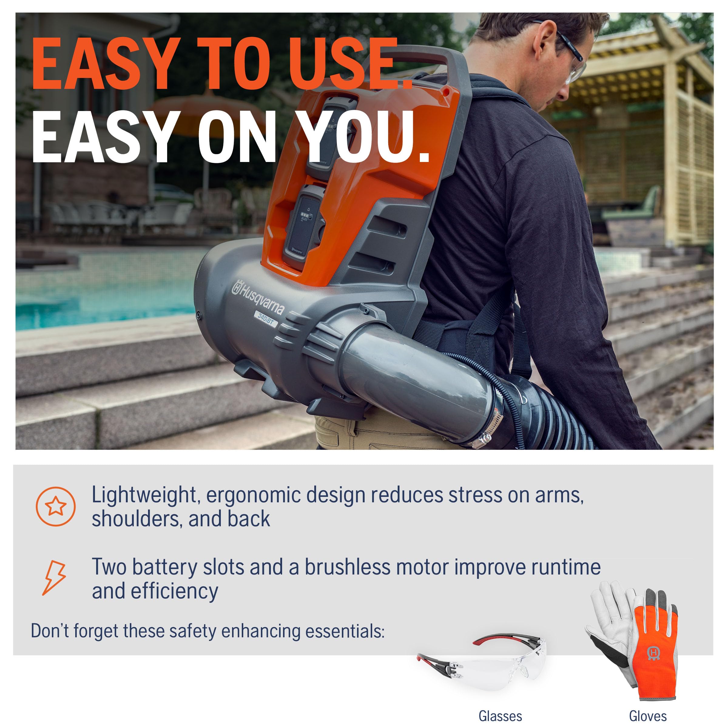 Husqvarna 340iBT 40V Battery Backpack Blower Without Battery and Charger - Image 10