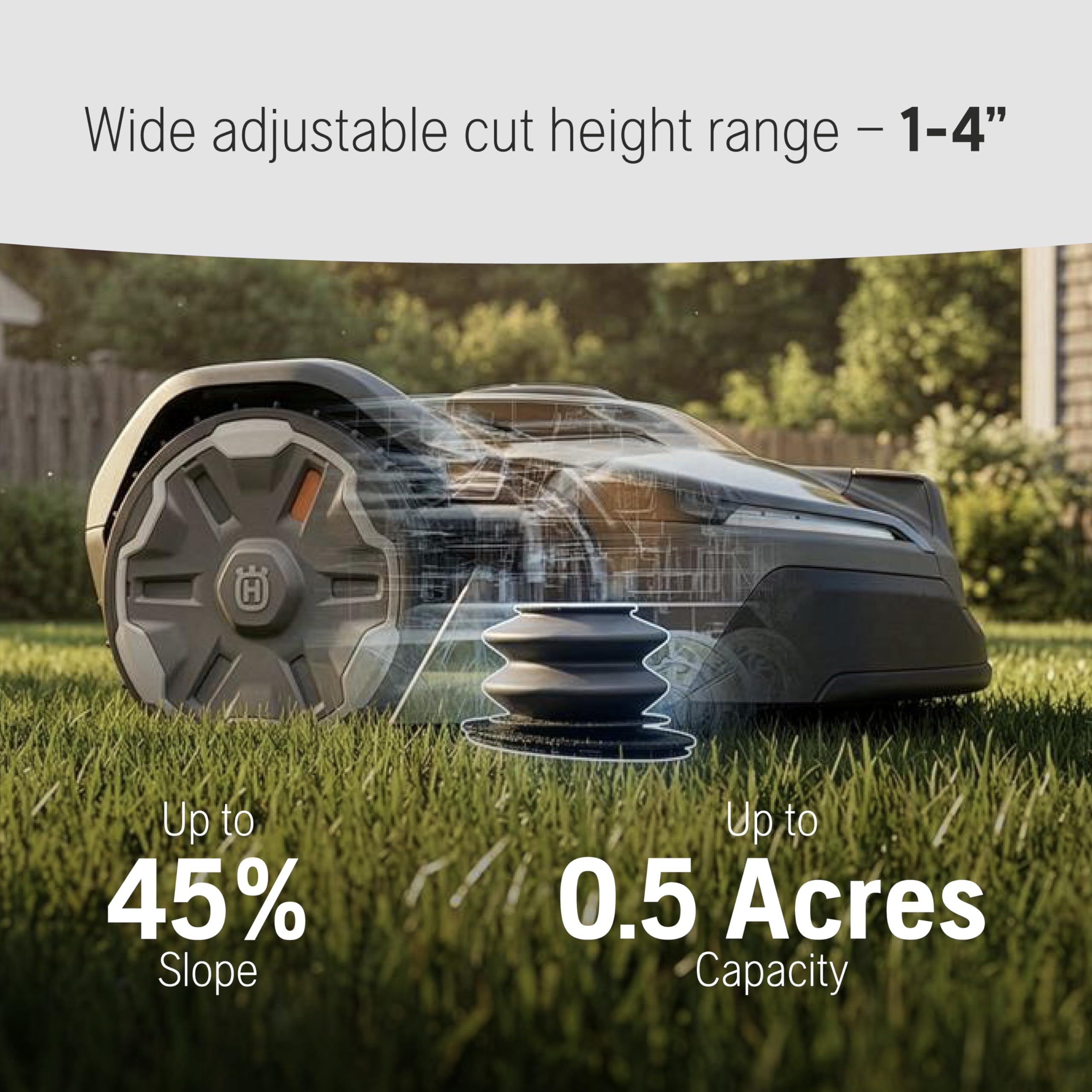 Husqvarna 410iQ Automower Robotic Mower, 0.5 Acre Mowing Capacity, Wire Free Robot Lawn Mower with Charging Station, RS1 EPOS Reference Station and Replacement Blades, 970727401 - Image 6