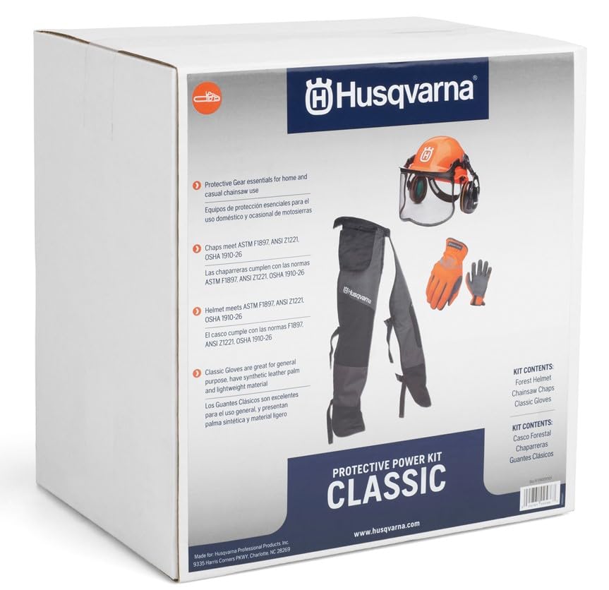 Husqvarna Classic Personal Protective Power Kit with Chainsaw Chaps, Forest Helmet and Safety Gloves, Chainsaw Safety Equipment for New Chainsaw Users - Image 7